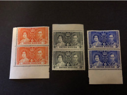 1937 CORONATION SET IN UNMOUNTED MINT PAIRS Very Fresh Condition - Honduras Británica (...-1970)
