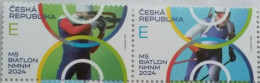 Czech Republik 2024, 2 Stamps, Lineal 2, Biathlon WMS Nove Mesto,  MNH - Unused Stamps