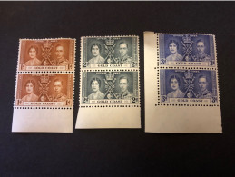 1937 CORONATION SET IN UNMOUNTED MINT PAIRS Very Fresh Condition - Costa D'Oro (...-1957)