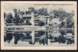 Cartolina Un Saluto Torino Villaggio E Castello Medievale - Viaggiata 1926 - Parks & Gärten