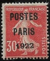 FRANCE N°32 "Postes Paris 1922" Neuf* - 1 Dent à Peine Courte Sinon TTB - - 1893-1947