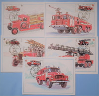 U316 URSS RUSSIE USSR RUSSIA  CM YT5262 à 5266 (1985) VEHICULES DE POMPIERS CARTE MAXIMUM - Sapeurs-Pompiers