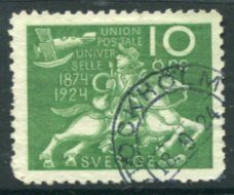 SWEDEN 1924  World Postal Union 10 öre Used  Michel 160W - Gebruikt