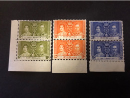 1937 CORONATION SET IN UNMOUNTED MINT PAIRS Very Fresh Condition - Seychelles (...-1976)