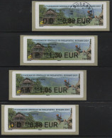 4 Atms LISA2, DD 0.88, AA 1.05, IP 1.30, DD 0.88 Oblitéré,  Théatre Du Peuple, Escalade, 67éme Philapostel, Bussang 2019 - 2010-... Illustrated Franking Labels