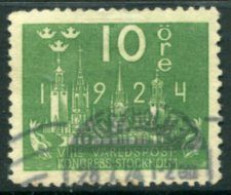 SWEDEN 1924  World Postal Congress 10 öre  Used.  Michel 145W - Used Stamps