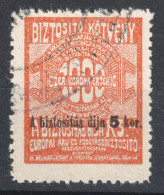 Railway Train Baggage Insurance / Travel Holiday EUROPE 1910 HUNGARY Revenue Tax Label Vignette Coupon Stamp OVERPRINT 5 - Fiscales