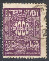 Railway Train Baggage Insurance / Travel Holiday EUROPE 1910 HUNGARY Revenue Stamp Tax Label Vignette Coupon 1 K 30 F - Revenue Stamps