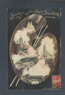 Delcampe - CPA - 76 - Souvenir De Bonsecours - Multi-Vues - Palette Peintre - Circulée En 1907 - Bonsecours