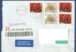 POLAND REGISTERED POSTAL USED AIRMAIL COVER TO PAKISTAN - Sin Clasificación