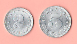 Jugoslavia Yougoslavie 2 + 5 Dinara 1953 Aluminum Typologic Coins     ¬6 - Yugoslavia