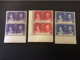 1937 CORONATION SET IN UNMOUNTED MINT PAIRS Very Fresh Condition - Leeward  Islands