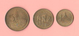 Lesoto 1 Sente + 2 + 5 Lisente 1985 E 1979 Brass Coins      ∇ 6 - Lesotho