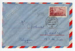 1949. YUGOSLAVIA,MACEDONIA,SKOPJE - BELGRADE TPO 1,AIRMAIL COVER TO BELGIUM - Airmail