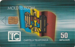 MOLDOVA - Flag, Monument/Stefan Cel Mare, Moldtelecom Telecard 50 Units, CN : 0505, Used - Moldavia