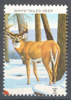 DEER Tree Snow / National Wildlife Federation NWF Christmas 1970 USA LABEL CINDERELLA VIGNETTE - Animalez De Caza