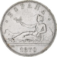 Espagne, Provisional Government, 5 Pesetas, 1870, Madrid, Argent, TB+, KM:655 - Premières Frappes