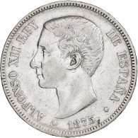 Espagne, Alfonso XII, 5 Pesetas, 1875, Argent, TB+, KM:671 - Erstausgaben