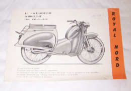 DEPLIANT PUB PUBLICITAIRE ROYAL NORD LE CYCLOMOTEUR CYCLO MOTEUR SCOOTERISE TYPE AMBASSADEUR, SCOOTER, SUPERLUXE 1959 - Motorfietsen