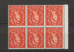 1958 MNH GB 2nd Graphite Booklet Pane SG 587-lWi - Neufs