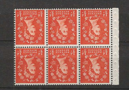 1958 MNH GB 2nd Graphite Booklet Pane SG 587-lWi - Unused Stamps