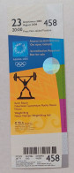 Athens 2004 Olympic Games -  Weightlifting Used Ticket, Code: 458 - Bekleidung, Souvenirs Und Sonstige