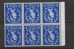 1958 MNH GB 2nd Graphite Booklet Pane SG 588-lWi - Neufs