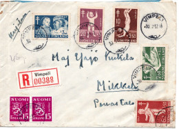 68178 - Finnland - 1952 - Satz Tbc '47 MiF A R-Bf VIMPELI -> MIKKELI (6Mk-Marke Nachtraegl Aufgeklebt!) - Briefe U. Dokumente