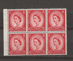 1960 MNH GB Phosphor 2 Bands Booklet Pane SG 614-l - Neufs