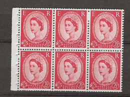 1960 MNH GB Phosphor 1 Band Booklet Pane SG 614a-l - Unused Stamps