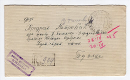 28.4.1945. YUGOSLAVIA,MILITARY,PARTIZAN MAIL,BELGRADE,POZAREVAC COVER TO TUZLA,CENSOR IN POZAREVAC - Briefe U. Dokumente