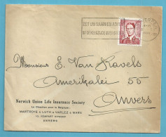 925 Op Brief Stempel ANTWERPEN Met Firmaperforatie (perfin) "MLVM" Van MARTROYE & LUTH & VARLEZ & MARX - 1953-1972 Anteojos