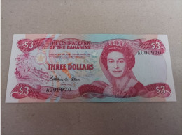 Billete De Bahamas De 2 Dólares, Serie A000979, Año 1974, Nº Bajisimo, UNC - Bahama's