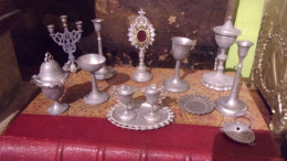 Jeu De Messe XIXe , Jouet D'église , Dinette , Autel Miniature , Calice Encensoir OSTENSOIR Religion Chandelier Poupee - Religion &  Esoterik