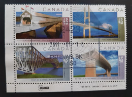 Canada 1995  USED  Sc1573a   Se-tenant Block Of 4 X 45c  Bridges - Oblitérés