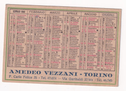 Calendarietto - Amedeo Vazzani - Torino - Pellicce - Pelli - Ombrelli - Anno 1948 - Petit Format : 1941-60