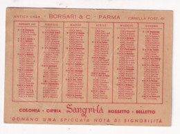 Calendarietto - Antica Casa Borsari E C. Sagnila - Parma - Anno 1941 - Petit Format : 1941-60