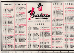 Calendarietto - Barbisio - Sagliano Micca - Anno 1951 - Petit Format : 1941-60
