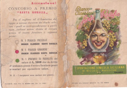 Calendarietto - Bianco Classico Santa Rosalia - Esportazione Vinicola Siciliana - Palermo - Anno 1952 - Petit Format : 1941-60