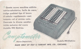 Calendarietto - Comptometer - Modell 992 Elettrico - Carlo Ferraris - Torino - Anno 1951 - Petit Format : 1941-60