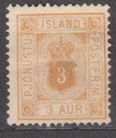 Iceland Island Ijsland 1876 Postage Due Mi#3 A Perforation 14/13,5 Mint Hinged, Some Adherence - Neufs