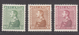 Iceland Island Ijsland 1937 Mi#187-189 Mint Hinged - Nuovi