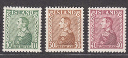 Iceland Island Ijsland 1937 Mi#187-189 Mint Hinged - Unused Stamps
