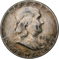 États-Unis, Half Dollar, Franklin Half Dollar, 1954, U.S. Mint, Argent, TB+ - 1948-1963: Franklin