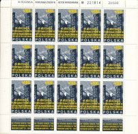 ISRAEL 1993 50 YEARS UPRISING GHETTOS IN THE HOLOCAUST POLAND 15 STAMP SHEET MNH - Unused Stamps (with Tabs)