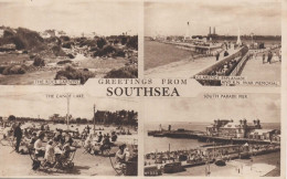 SOUTHSEA, MUILTIVUE, THE ROCK GARDENS, THE CANOE LAKE, SOUTH PARADE PIER, CLARENCE ESPLANADE  REF 14165 - Southsea