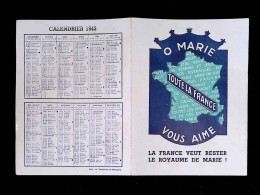 Calendrier, 4 Pages, 1943, O MARIE Vous Aime, La France Veut Rester Le Royaume De Marie, 2 Scans - Tamaño Pequeño : 1941-60