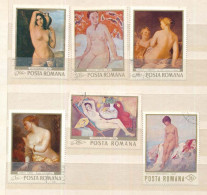 6 Timbres Oblitérés ROUMANIE II-4 Peintures, Tableaux  Femmes Nues Par Tattarescu, Tonitza, Liberi, Pallady, Grigorescu - Desnudos