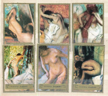 6 Timbres Oblitérés FUJEIRA II-3 Peintures, Tableaux De DEGAS  Femmes Nues - Desnudos