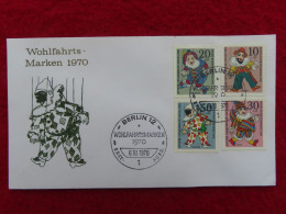 Berlin 373 - 376 Ersttagsbrief 6. 10. 1970, Wohlfahrt - Marionetten - 1971-1980